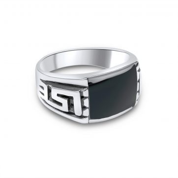 petsios Silver ring with onyx stone