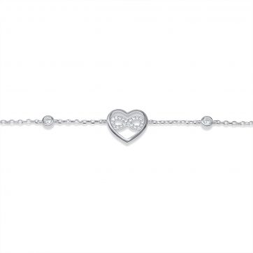 petsios Βραχιόλι καρδιά με άπειρο με πέτρες ζιργκόν