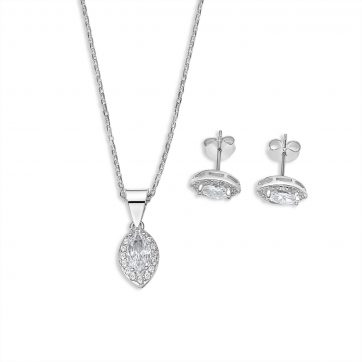 petsios Σετ κολιέ και σκουλαρίκια καρφωτά με πέτρες ζιργκόν