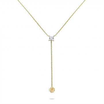 petsios Κολιέ επίχρυσο με πέτρα ζιργκόν