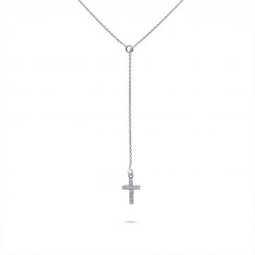 petsios Y-style cross necklace with zircon stones