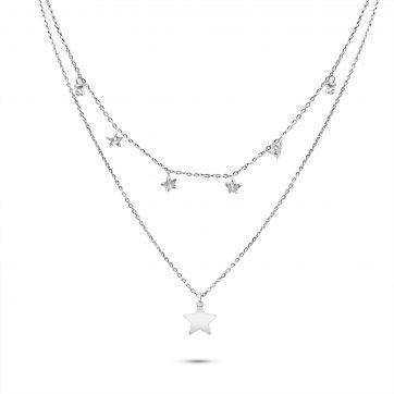 petsios Double star necklace with zircon stones