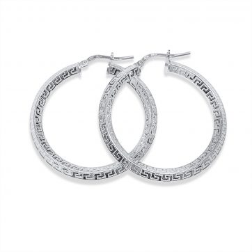 petsios Silver hoops with meander (37mm)