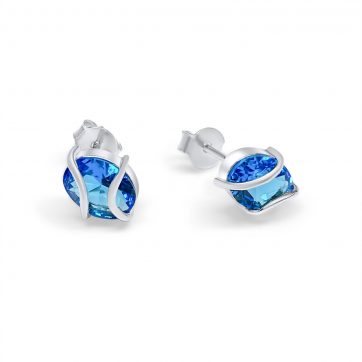 petsios Σκουλαρίκια καρφωτά με πέτρα άκουα μαρίν