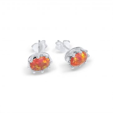 petsios Silver stud earrings with opal stone