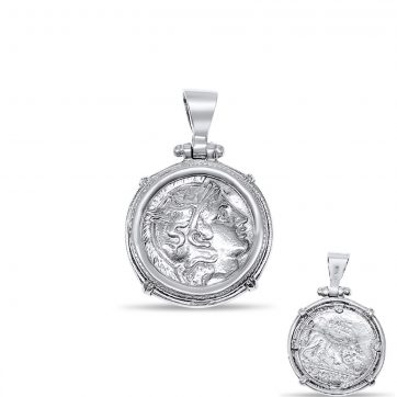 petsios Κρεμαστό διπλής όψης με τη θεά Αθηνά και ένα λιοντάρι