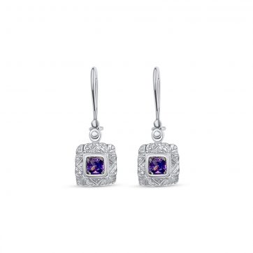 petsios Οξειδωμένα σκουλαρίκια με πέτρες αμέθυστο