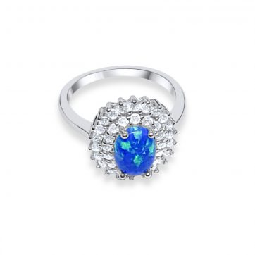 petsios Silver ring with opal and zircon stones