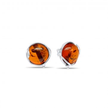 petsios Σκουλαρίκια με κεχριμπάρι καρφωτά