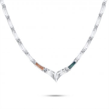 petsios Κολιέ μαίανδρος με πέτρες φίλντισι