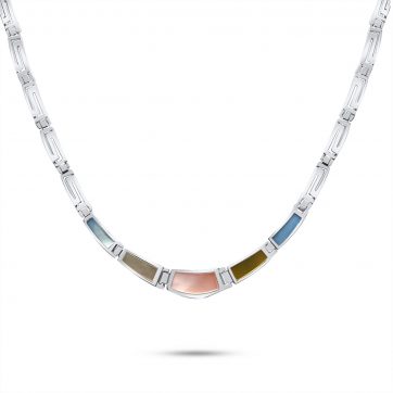 petsios Κολιέ μαίανδρος με πέτρες φίλντισι