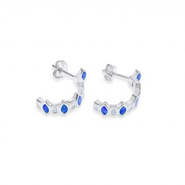 petsios Σκουλαρίκια κρίκοι με πέτρες ζιργκόν και όπαλ 