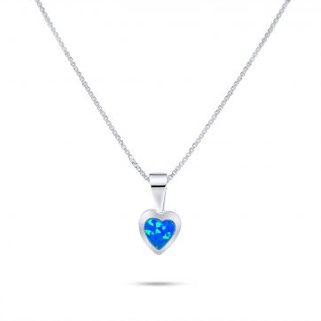 petsios Κολιέ καρδιά με πέτρα όπαλ