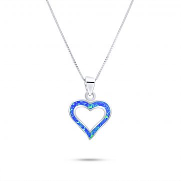 petsios Κολιέ καρδιά με πέτρα όπαλ