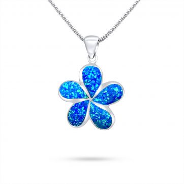 petsios Κολιέ λουλούδι με πέτρες όπαλ