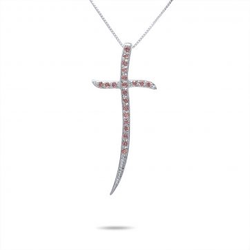 petsios Σταυρός με ροζ κουάρτζ πέτρες