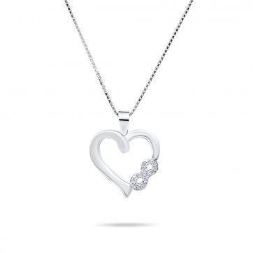 petsios Κολιέ καρδιά με ζιργκόν πέτρες