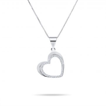 petsios Κολιέ καρδιά με ζιργκόν πέτρες