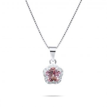 petsios Necklace with pink quartz and zircon stones