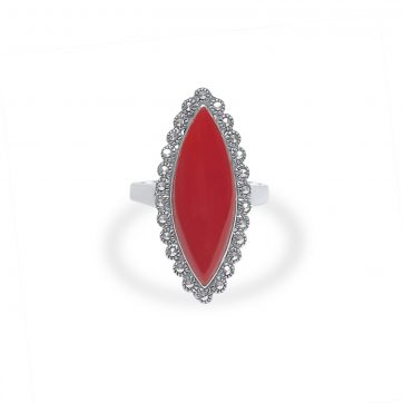 petsios Δαχτυλίδι με πέτρα κοράλι και μαρκασίτες
