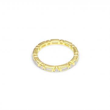 petsios Επίχρυσο δαχτυλίδι ριβιέρα με πέτρες ζιργκόν