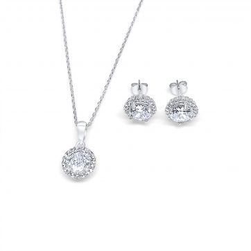 petsios Σετ κολιέ και σκουλαρίκια καρφωτά με πέτρες ζιργκόν