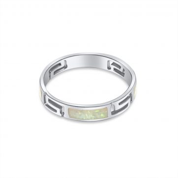 petsios Δαχτυλίδι με λευκό όπαλ και μαίανδρο