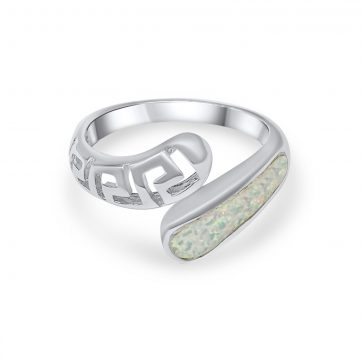 petsios Δαχτυλίδι με λευκό όπαλ και μαίανδρο