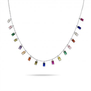 petsios Silver necklace with coloured stones