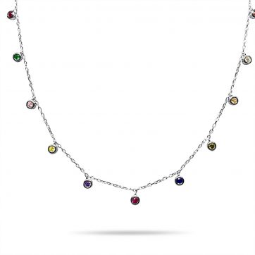 petsios Silver necklace with coloured stones