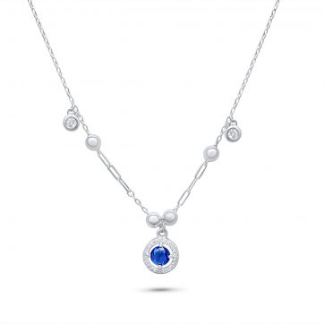 petsios Silver necklace with sapphire and zircon stones