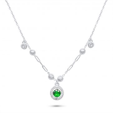 petsios Κολιέ με πέτρες σμαράγδι και ζιργκόν