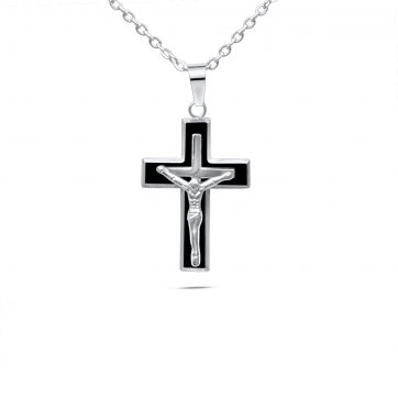 petsios Steel crucifix necklace