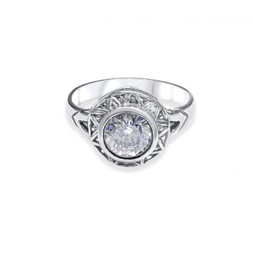 petsios Ring with zircon stone and marcasites