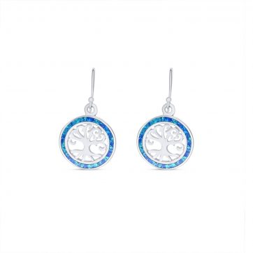 petsios Σκουλαρίκια δέντρο της ζωής κρεμαστά με πέτρες όπαλ