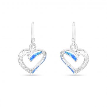 petsios Σκουλαρίκια καρδιές κρεμαστά με πέτρες όπαλ και μαίανδρο