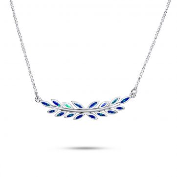 petsios Κολιέ με κλαδί ελιάς με πέτρες όπαλ