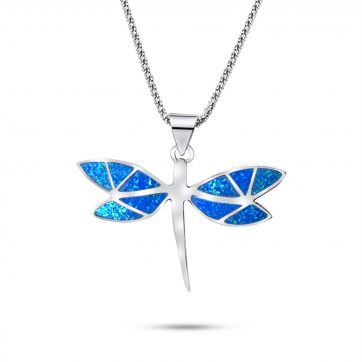 petsios Κολιέ λιβελούλα με πέτρες όπαλ