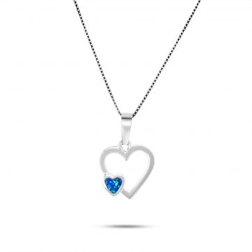 petsios Κολιέ καρδιά με πέτρα όπαλ