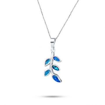 petsios Κολιέ κλαδί ελιάς με πέτρες όπαλ