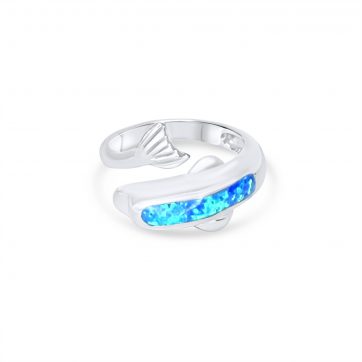 petsios Silver dolphin ring with opal stone