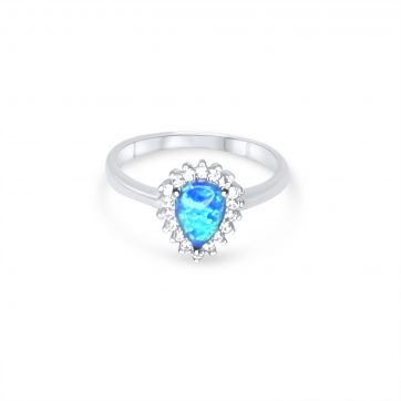 petsios Silver ring with opal and zircon stones