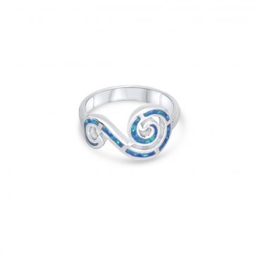 petsios Silver ring with opal stones and meander