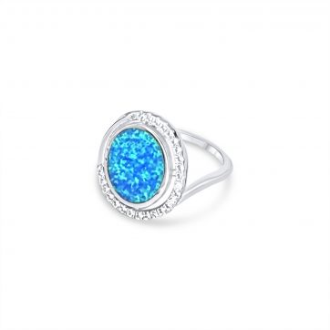 petsios Silver ring with opal and zircon stones
