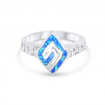 petsios Silver ring with opal stones and meander