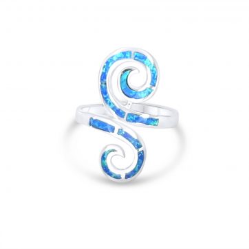 petsios Silver ring with opal stones and meander