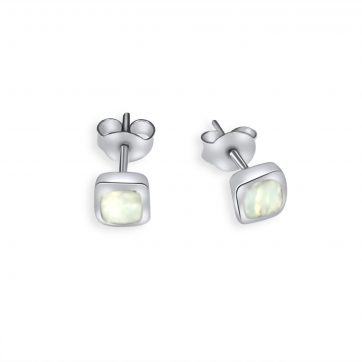 petsios Σκουλαρίκια καρφωτά με λευκό όπαλ