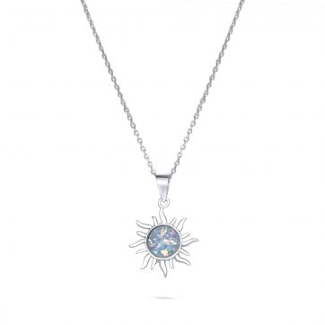 petsios Κολιέ ήλιος με λευκό όπαλ