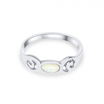petsios Δαχτυλίδι με λευκό όπαλ και μαίανδρο