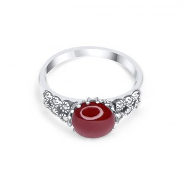 petsios Δαχτυλίδι με πέτρα κοράλι και μαρκασίτες